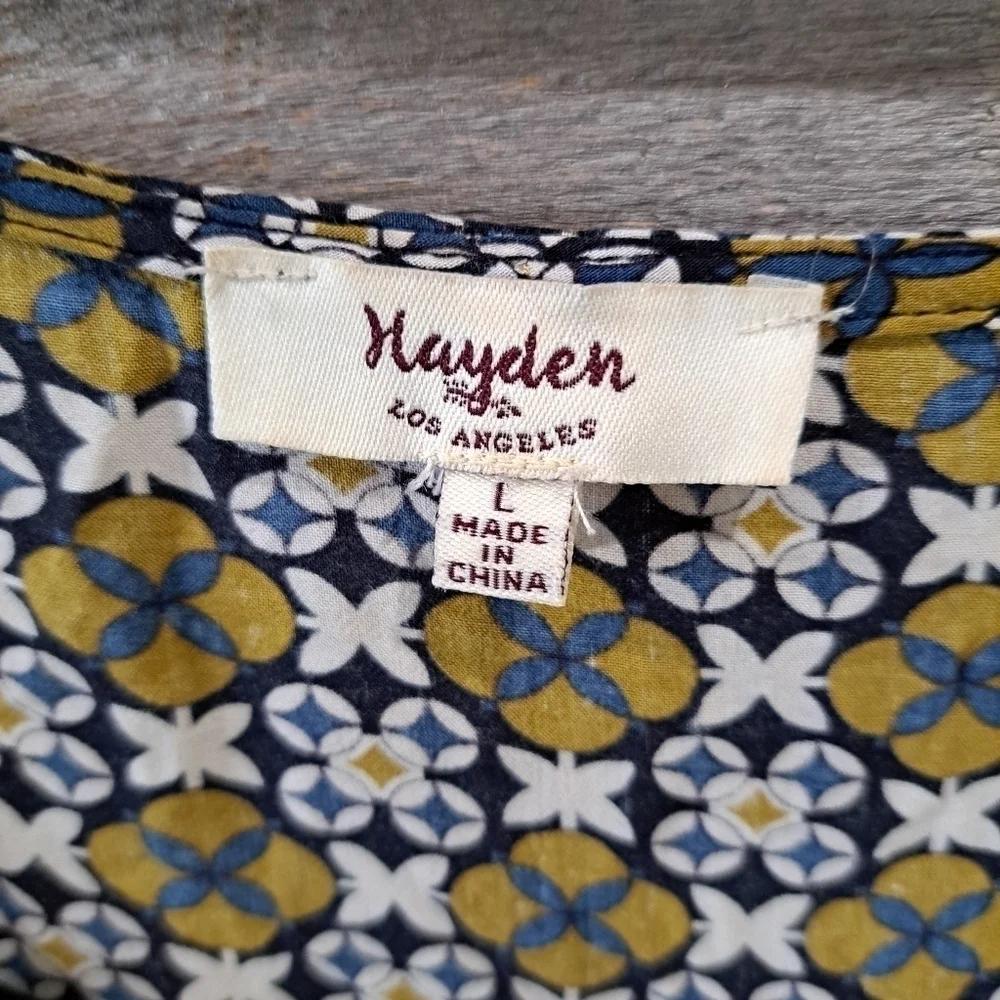 Hayden Women's Large Tribal Festival Tunic Dress Pockets Rayon Multicolor V-neck - Picture 2 of 11